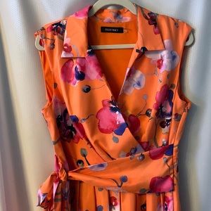 Ellen Tracy orange floral dress Size 14